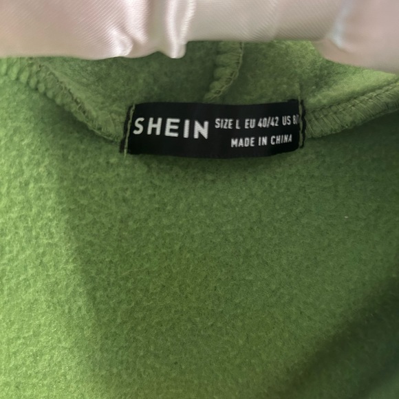 Large Green Zip Up Drawstring Hoodie Sweater Jacket Shein - Picture 4 of 4